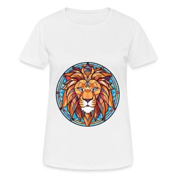 Lion Colorful Watercolor Animal Pet Illustration - Women's Breathable T-Shirt - white - Front - AI Model Female 172 dark (172cm)