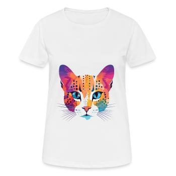Australian Spotted Mist Cat Colorful Watercolor - Women's Breathable T-Shirt - white - Front - AI Model Female 172 dark (172cm)