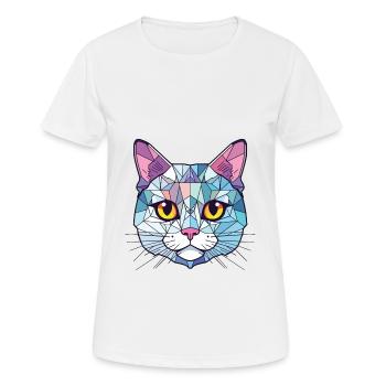 Chat d’argent britannique coloré aquarelle pour animaux de compagnie Cartoon - T-shirt respirant Femme - blanc - Devant - AI Model Female 172 dark (172cm)