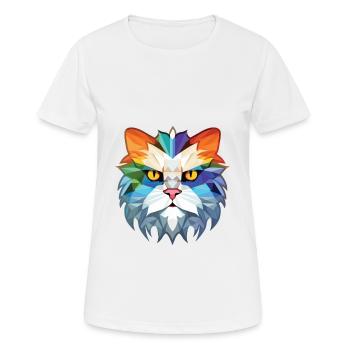 Weiße Langhaar Perserkatze Buntes Aquarell - Frauen T-Shirt atmungsaktiv - Weiß - Vorne - AI Model Female 172 dark (172cm)
