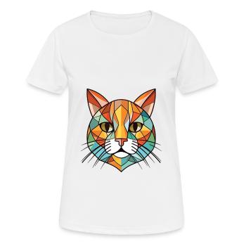 Schottische gerade Katze bunte Aquarell-Karikatur - Frauen T-Shirt atmungsaktiv - Weiß - Vorne - AI Model Female 172 dark (172cm)