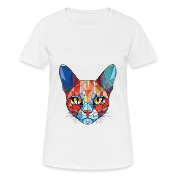 Asian Cat Breed Colorful Watercolor Illustration - Women's Breathable T-Shirt - white - Front - AI Model Female 172 dark (172cm)