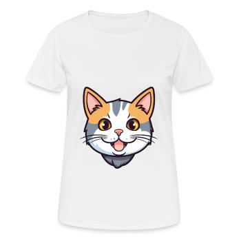 American Wirehair Cat Cartoon Watercolor Clipart - Women's Breathable T-Shirt - white - Front - AI Model Female 172 dark (172cm)