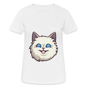 Birmakatze Karikatur Aquarell Illustration - Frauen T-Shirt atmungsaktiv - Weiß - Vorne - AI Model Female 172 dark (172cm)