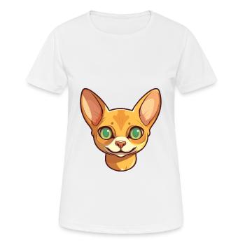 Abessinische Kurzhaarkatze Karikatur Aquarell Kunst - Frauen T-Shirt atmungsaktiv - Weiß - Vorne - AI Model Female 172 dark (172cm)