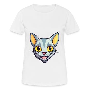 Arabian Egyptian Mau Cat Cartoon Watercolor Art - Women's Breathable T-Shirt - white - Front - AI Model Female 172 dark (172cm)