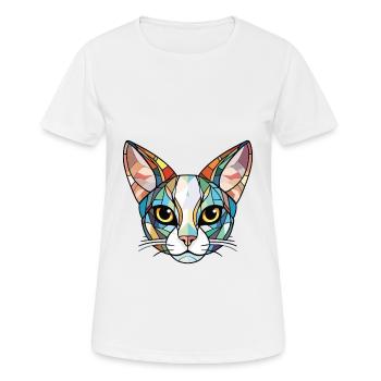 Javanesische Katze bunte Aquarell-Haustier-Illustration - Frauen T-Shirt atmungsaktiv - Weiß - Vorne - AI Model Female 172 dark (172cm)