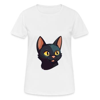 Illustration à l’aquarelle de dessin animé de chat de Bombay - T-shirt respirant Femme - blanc - Devant - AI Model Female 172 dark (172cm)