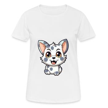 Australian Spotted Mist Cat Cartoon Watercolor Art - Women's Breathable T-Shirt - white - Front - AI Model Female 172 dark (172cm)