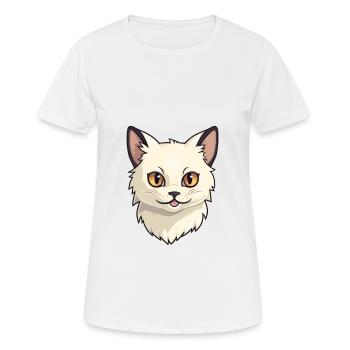 Balinesische Katze Cartoon Aquarell Illustration - Frauen T-Shirt atmungsaktiv - Weiß - Vorne - AI Model Female 172 dark (172cm)