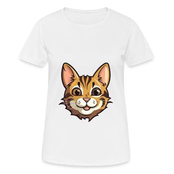 Bengal Katze Cartoon Aquarell Illustration - Frauen T-Shirt atmungsaktiv - Weiß - Vorne - AI Model Female 172 dark (172cm)