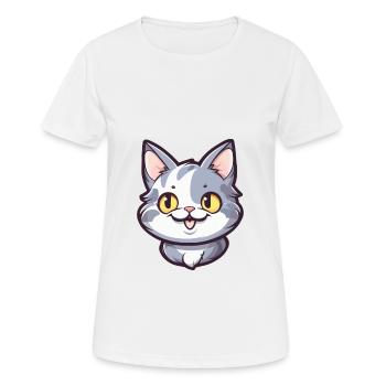 American Shorthair Cat Cartoon Watercolor Clipart - Women's Breathable T-Shirt - white - Front - AI Model Female 172 dark (172cm)