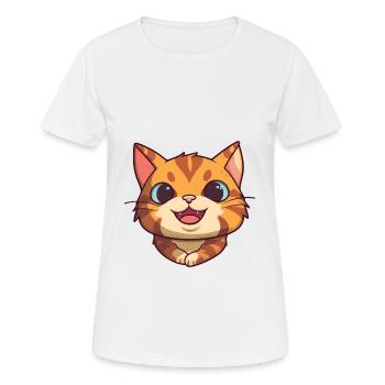 German Rex Cat Cartoon Watercolor Illustration - Women's Breathable T-Shirt - white - Front - AI Model Female 172 dark (172cm)