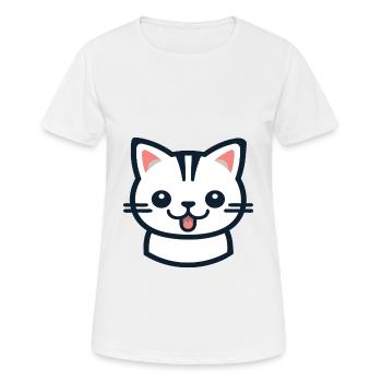 Scottish Straight Cat Cartoon Watercolor Clipart - Women's Breathable T-Shirt - white - Front - AI Model Female 172 dark (172cm)