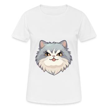 British Longhair Cat Cartoon Watercolor Clipart - Women's Breathable T-Shirt - white - Front - AI Model Female 172 dark (172cm)