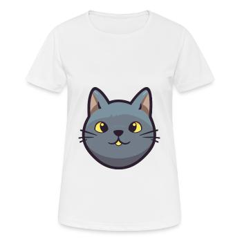 Chartreux Cat Cartoon Watercolor Illustration - Women's Breathable T-Shirt - white - Front - AI Model Female 172 dark (172cm)