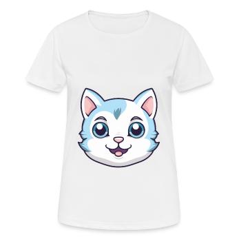 Foldex chat dessin animé aquarelle illustration - T-shirt respirant Femme - blanc - Devant - AI Model Female 172 dark (172cm)