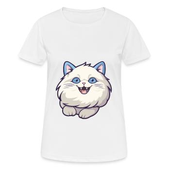 Ragdoll Cat Cartoon Illustration à l’aquarelle - T-shirt respirant Femme - blanc - Devant - AI Model Female 172 dark (172cm)