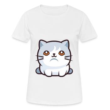 Scottish Fold Shorthair chat dessin animé Art de l’aquarelle - T-shirt respirant Femme - blanc - Devant - AI Model Female 172 dark (172cm)
