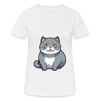 Britische Falte Kurzhaar Katze Karikatur Aquarell Kunst - Frauen T-Shirt atmungsaktiv - Weiß - Vorne - AI Model Female 172 dark (172cm)