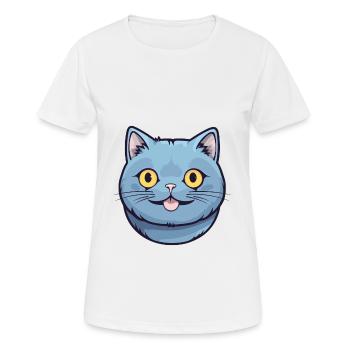 British Shorthair chat Cartoon aquarelle Clipart - T-shirt respirant Femme - blanc - Devant - AI Model Female 172 dark (172cm)