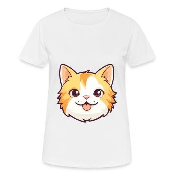 Hauskatze Cartoon Aquarell Illustration - Frauen T-Shirt atmungsaktiv - Weiß - Vorne - AI Model Female 172 dark (172cm)