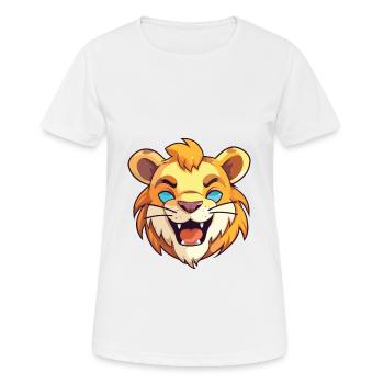 Liger Hybrid-Löwe Tiger Katze Karikatur Aquarell Kunst - Frauen T-Shirt atmungsaktiv - Weiß - Vorne - AI Model Female 172 dark (172cm)