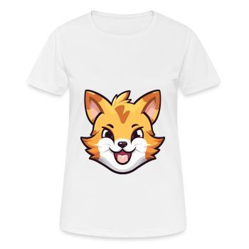 Tiger Katze Bunte Karikatur Aquarell Illustration - Frauen T-Shirt atmungsaktiv - Weiß - Vorne - AI Model Female 172 dark (172cm)