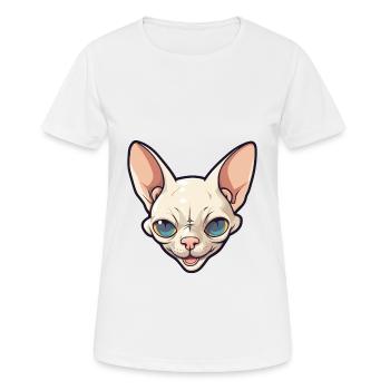 Sphynx Cat Cartoon Watercolor Illustration - Women's Breathable T-Shirt - white - Front - AI Model Female 172 dark (172cm)