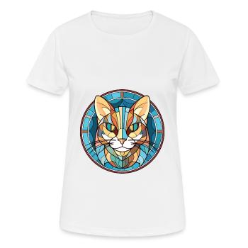 Aegean Cat Breed Colorful Watercolor Illustration - Women's Breathable T-Shirt - white - Front - AI Model Female 172 dark (172cm)
