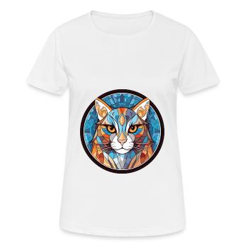 Aegean Cat Breed Colorful Watercolor Illustration - Women's Breathable T-Shirt - white - Front - AI Model Female 172 dark (172cm)