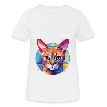 Somali Shorthair Cat Coloré Aquarelle Dessin Animé - T-shirt respirant Femme - blanc - Devant - AI Model Female 172 dark (172cm)