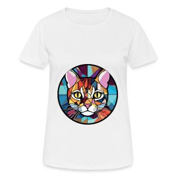 American Wirehair Cat Colorful Watercolor Cartoon - Women's Breathable T-Shirt - white - Front - AI Model Female 172 dark (172cm)