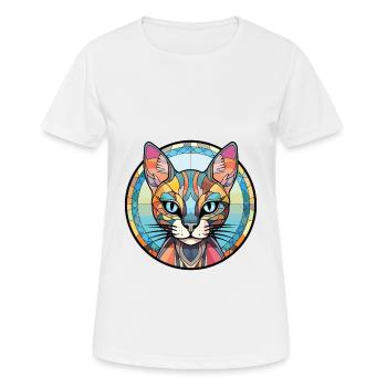 Arabian Egyptian Mau Cat Colorful Watercolor Pet - Women's Breathable T-Shirt - white - Front - AI Model Female 172 dark (172cm)