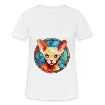 Devon Rex chat aquarelle colorée pour animaux de compagnie Illustration - T-shirt respirant Femme - blanc - Devant - AI Model Female 172 dark (172cm)