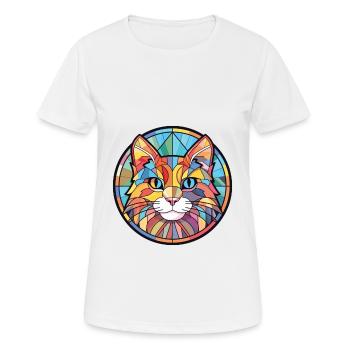Dessin animé d’aquarelle colorée American Bobtail Cat - T-shirt respirant Femme - blanc - Devant - AI Model Female 172 dark (172cm)