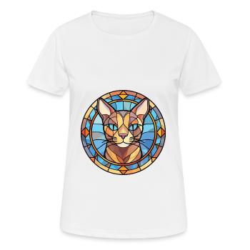 Arabian Mau Cat Colorful Watercolor Illustration - Women's Breathable T-Shirt - white - Front - AI Model Female 172 dark (172cm)