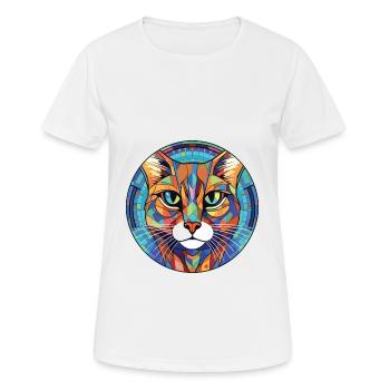 Californie Spangled Cat coloré aquarelle animal de compagnie - T-shirt respirant Femme - blanc - Devant - AI Model Female 172 dark (172cm)