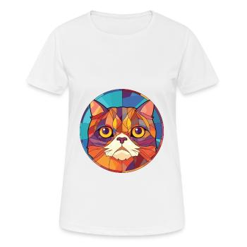 Exotic Shorthair Cat Colorful Watercolor Cartoon - Women's Breathable T-Shirt - white - Front - AI Model Female 172 dark (172cm)
