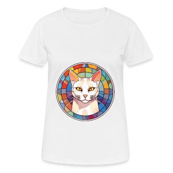Burmilla Cat Colorful Watercolor Pet Illustration - Women's Breathable T-Shirt - white - Front - AI Model Female 172 dark (172cm)