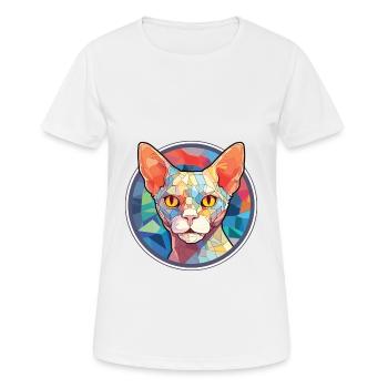 Devon Rex chat aquarelle colorée pour animaux de compagnie Illustration - T-shirt respirant Femme - blanc - Devant - AI Model Female 172 dark (172cm)