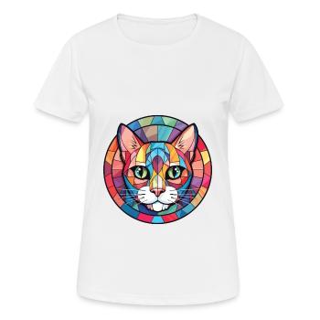 Foldex Cat Breed Illustration aquarelle colorée - T-shirt respirant Femme - blanc - Devant - AI Model Female 172 dark (172cm)