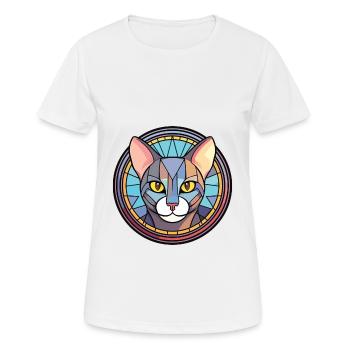Egyptian Mau Cat Colorful Watercolor Illustration - Women's Breathable T-Shirt - white - Front - AI Model Female 172 dark (172cm)
