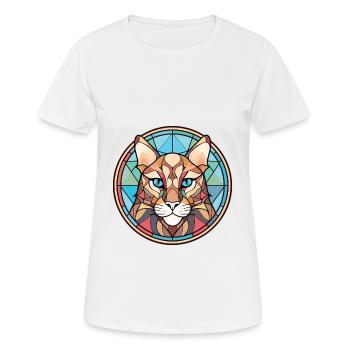Eurasian Lynx Cat Colorful Watercolor Illustration - Women's Breathable T-Shirt - white - Front - AI Model Female 172 dark (172cm)