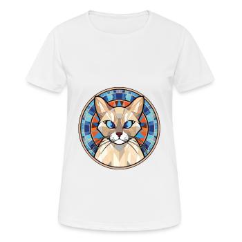 Balinesische Katze bunte Aquarell-Haustier-Illustration - Frauen T-Shirt atmungsaktiv - Weiß - Vorne - AI Model Female 172 dark (172cm)