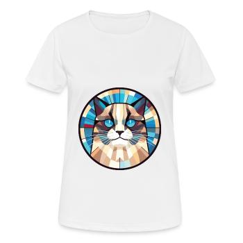 Illustration à l’aquarelle colorée de race de chat de Birmanie - T-shirt respirant Femme - blanc - Devant - AI Model Female 172 dark (172cm)