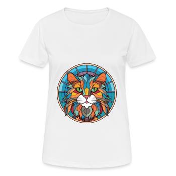 British Longhair Cat Colorful Watercolor Cartoon - Women's Breathable T-Shirt - white - Front - AI Model Female 172 dark (172cm)