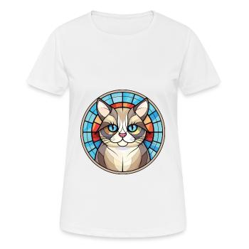 Illustration à l’aquarelle colorée de race de chat de Birmanie - T-shirt respirant Femme - blanc - Devant - AI Model Female 172 dark (172cm)