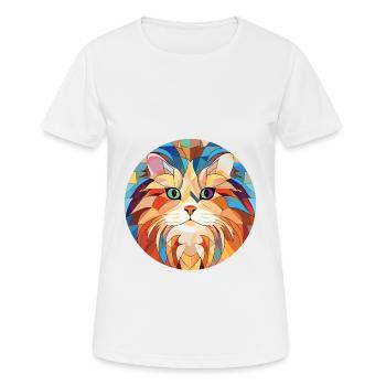 British Longhair Cat Colorful Watercolor Cartoon - Women's Breathable T-Shirt - white - Front - AI Model Female 172 dark (172cm)