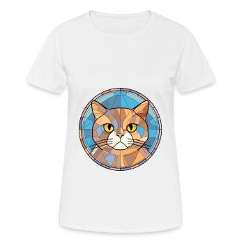 Britische Falte Kurzhaarkatze buntes Aquarell - Frauen T-Shirt atmungsaktiv - Weiß - Vorne - AI Model Female 172 dark (172cm)
